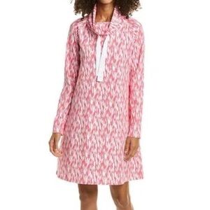 Duffield Lane Emmerson Shift Dress, coral pink & white, excellent condition